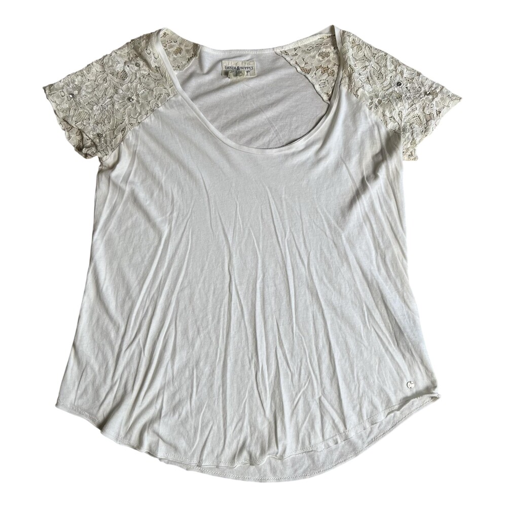 Denim & Supply Ralph Lauren Tunic Womens S White Lace Rhinestone Jersey